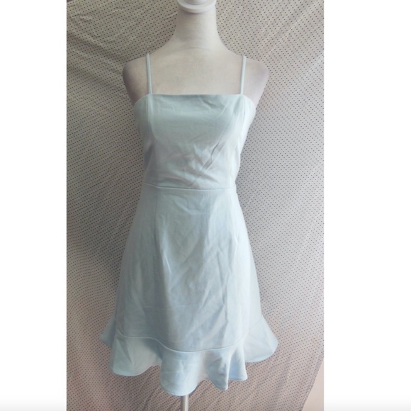 NEW FRENCH CONNECTION Light Blue DREAM WHISPER Frill Hem COCKTAIL Mini DRESS 6 - Picture 6 of 14